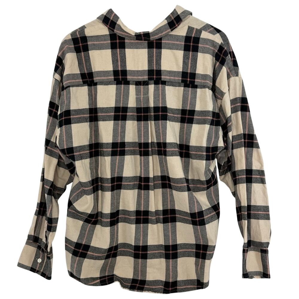 Levi’s Plaid Flannel Women’s XL Tan Black Pink - Picture 2 of 4